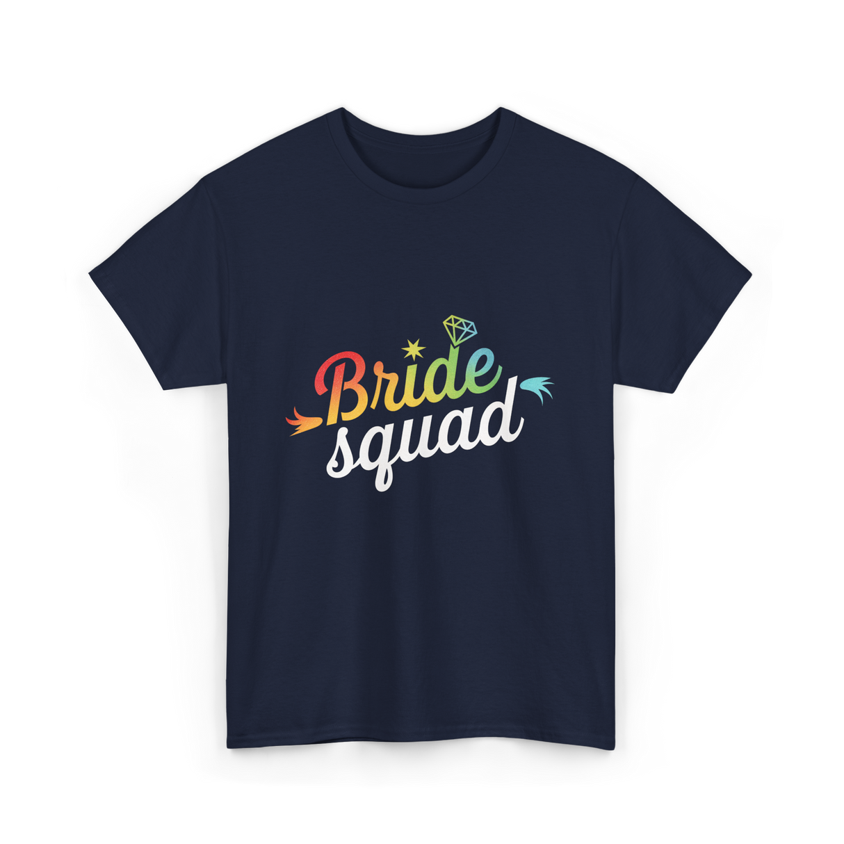 Bride Squad Bachelorette Party Rainbow T-Shirt - Navy