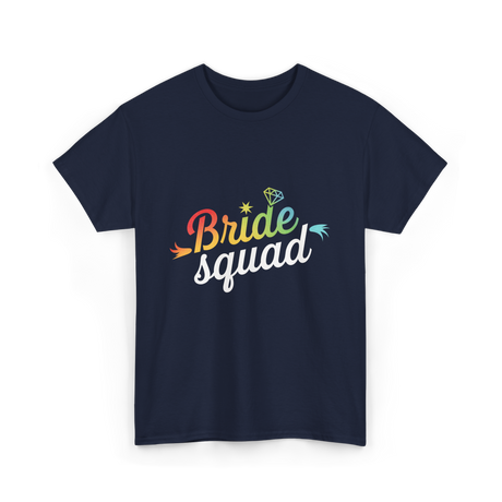 Bride Squad Bachelorette Party Rainbow T-Shirt - Navy