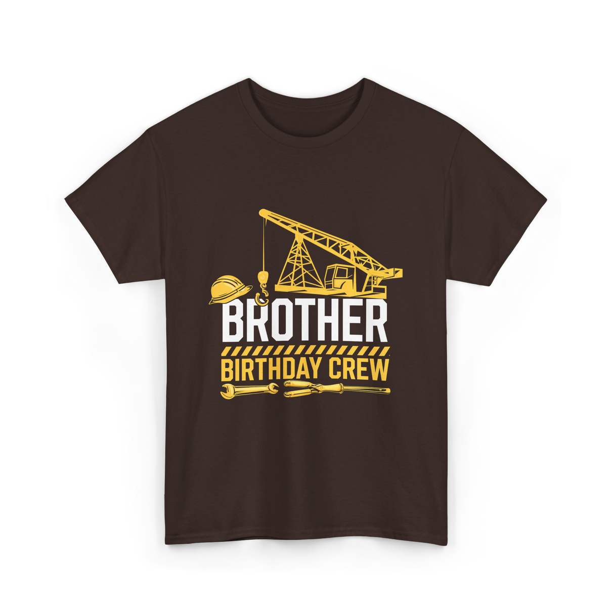 Brother Birthday Crew Construction T-Shirt - Dark Chocolate