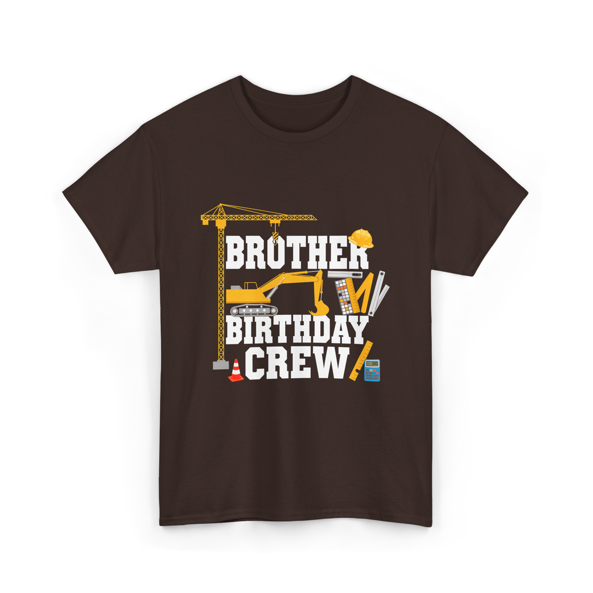 Brother Birthday Crew Construction T-Shirt - Dark Chocolate