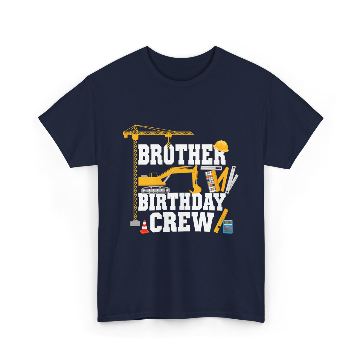 Brother Birthday Crew Construction T-Shirt - Navy