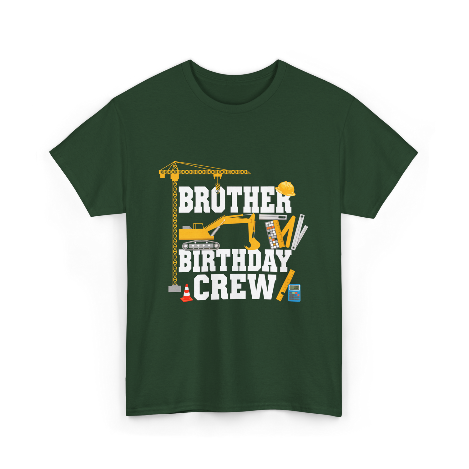 Brother Birthday Crew Construction T-Shirt - Forest Green