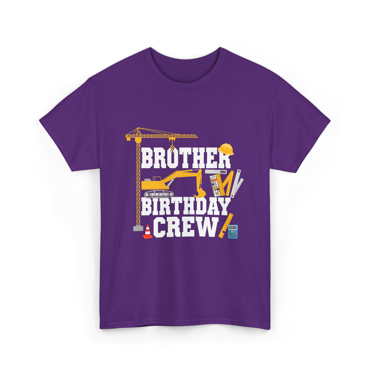 Brother Birthday Crew Construction T-Shirt - Purple