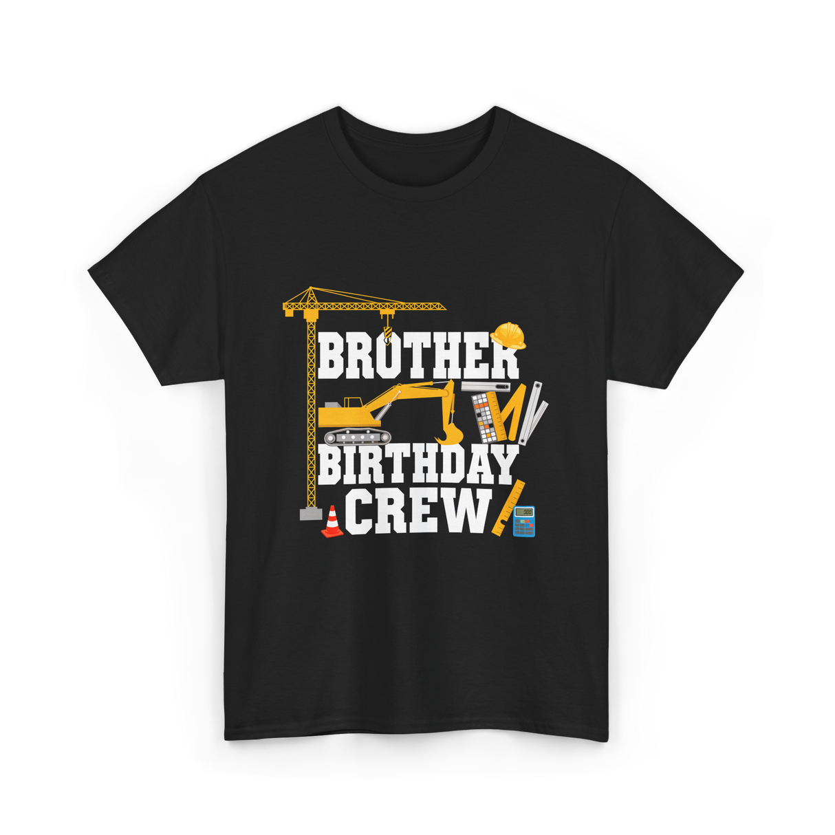 Brother Birthday Crew Construction T-Shirt - Black