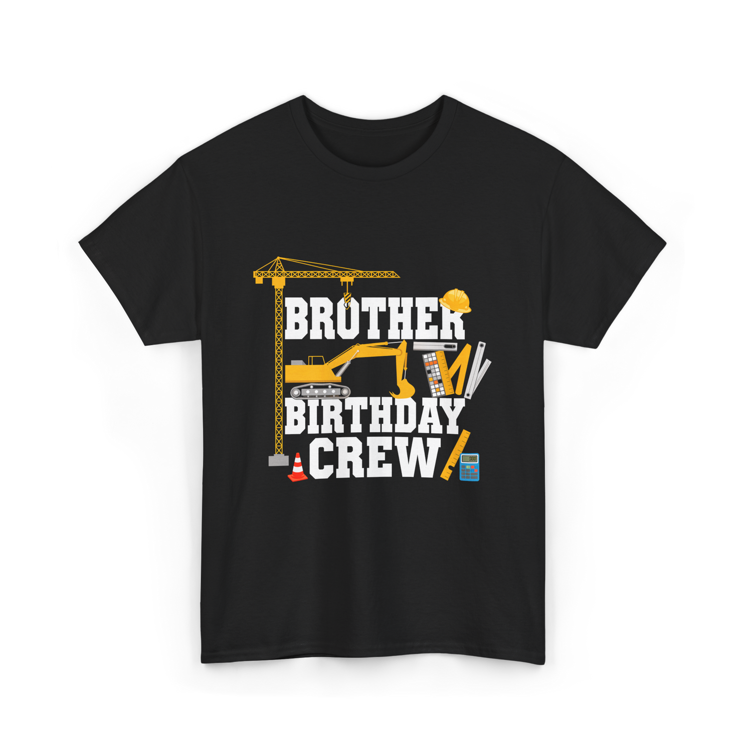 Brother Birthday Crew Construction T-Shirt - Black