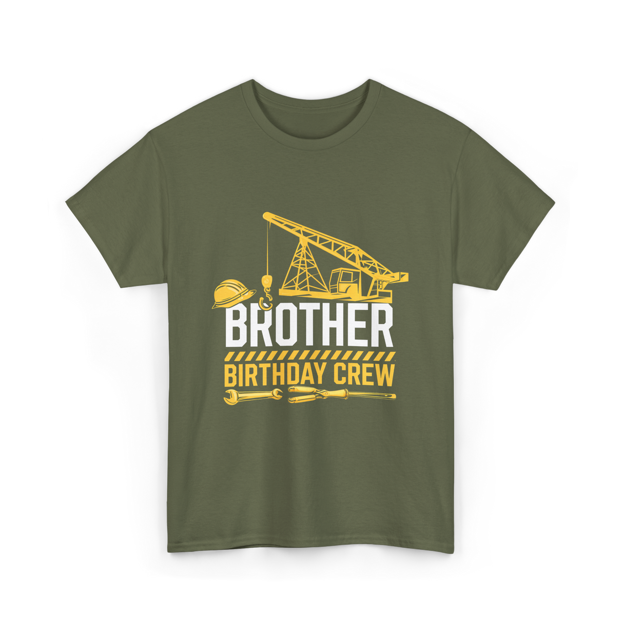 Brother Birthday Crew Construction T-Shirt - Military Green