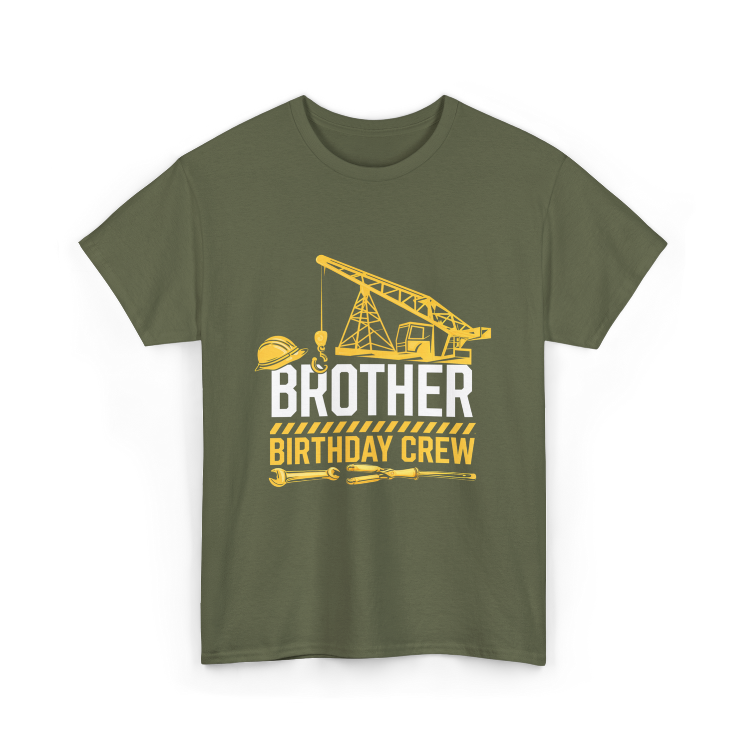 Brother Birthday Crew Construction T-Shirt - Military Green
