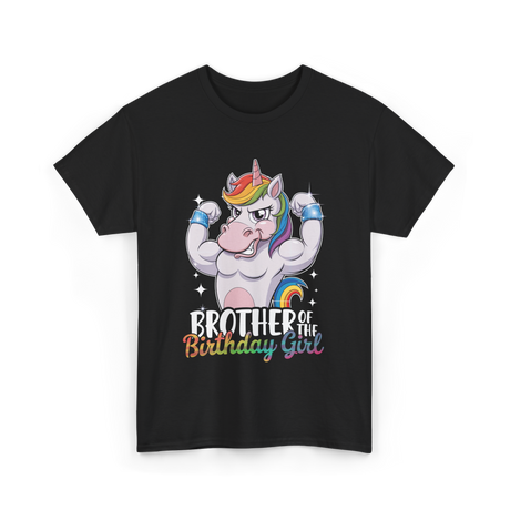 Brother of Birthday Girl Unicorn T-Shirt - Black