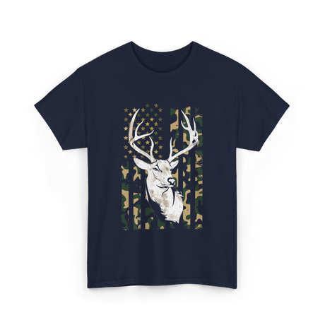 Buck Deer Hunting USA Camouflage T-Shirt - Navy