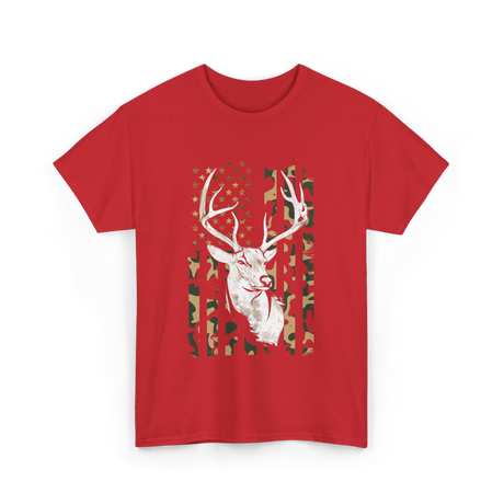 Buck Deer Hunting USA Camouflage T-Shirt - Red