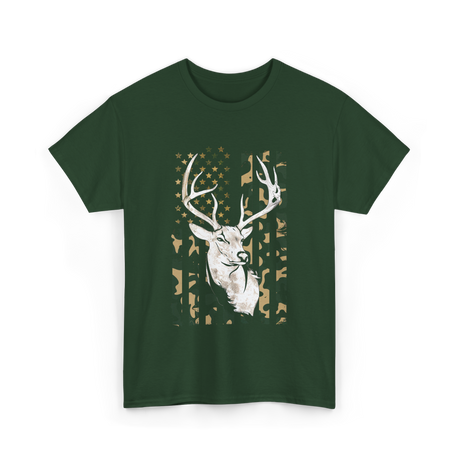 Buck Deer Hunting USA Camouflage T-Shirt - Forest Green