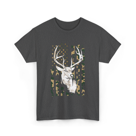 Buck Deer Hunting USA Camouflage T-Shirt - Dark Heather
