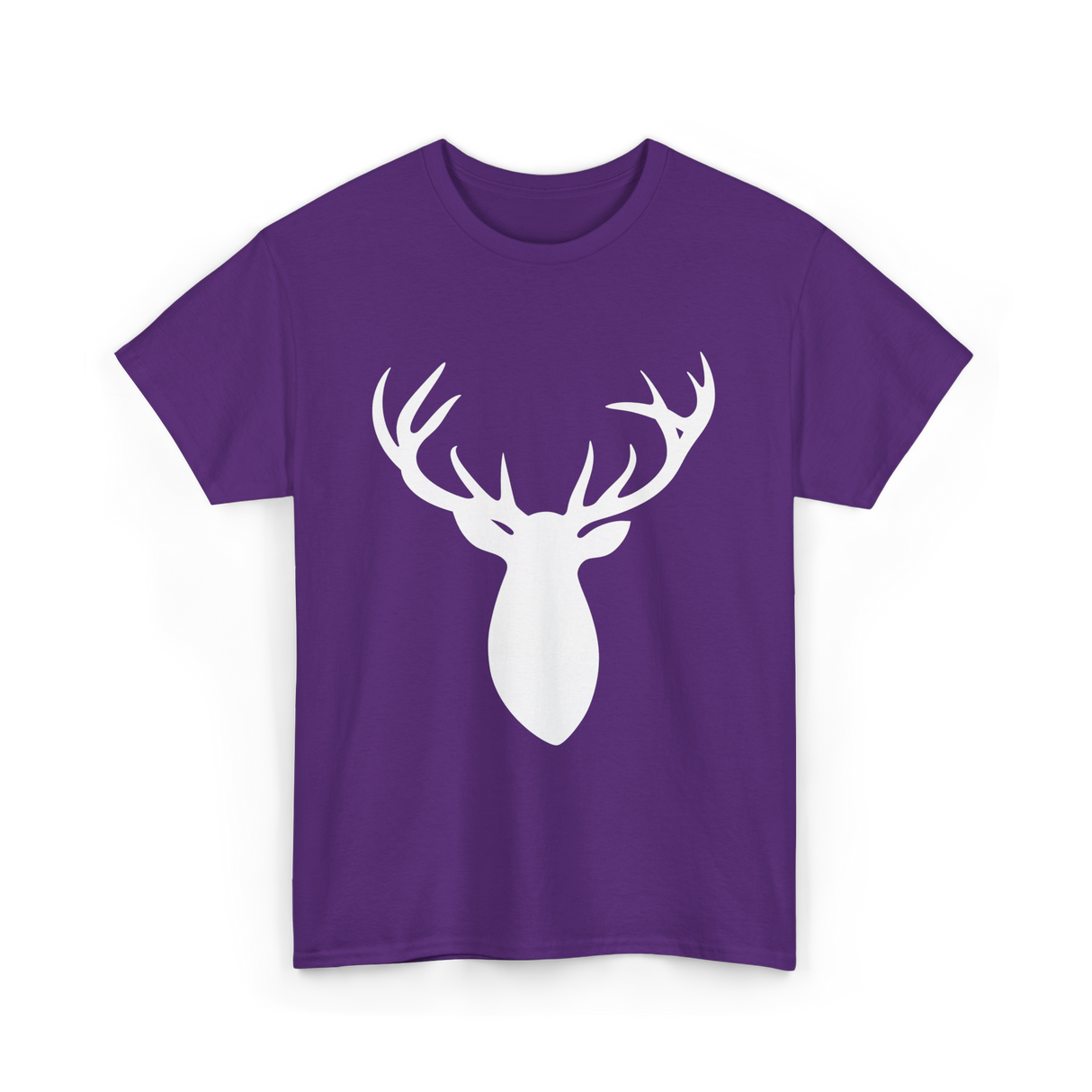 Buck Stag Deer Head Antlers Silhouette T-Shirt - Purple