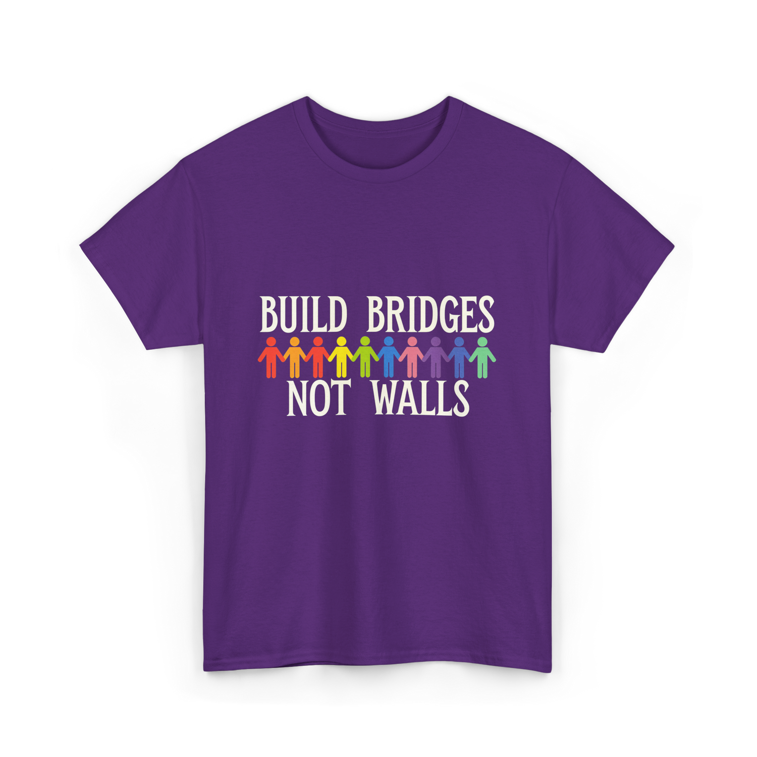 Build Bridges Not Walls Activism T-Shirt - Purple