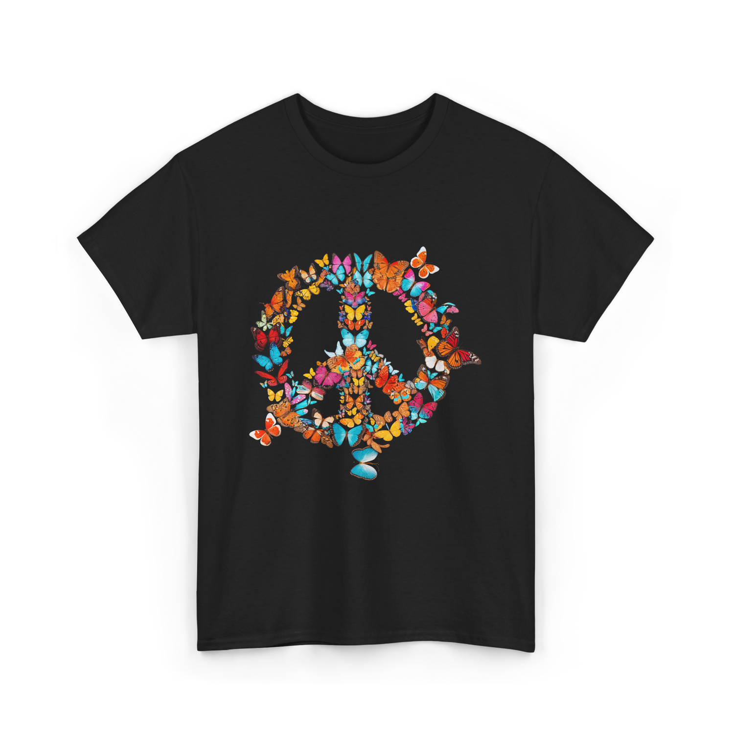 Butterfly Peace Sign Butterflies Nature T-Shirt - Black