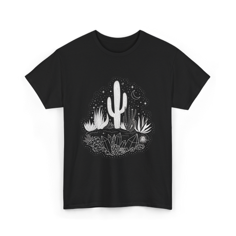 Cactus Crystals Desert Scene T-Shirt - Black
