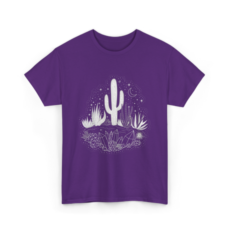 Cactus Crystals Desert Scene T-Shirt - Purple