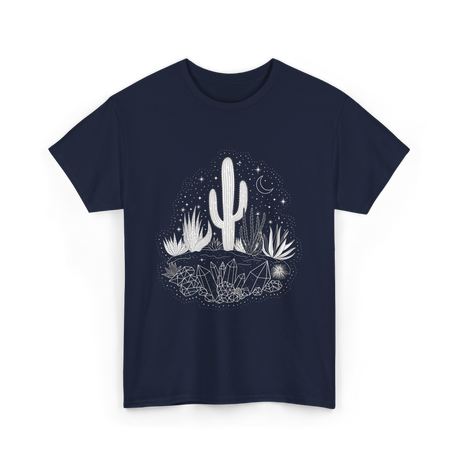 Cactus Crystals Desert Scene T-Shirt - Navy