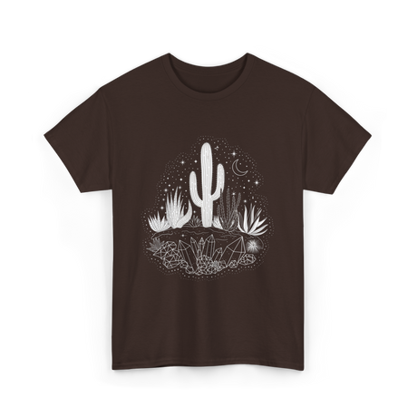 Cactus Crystals Desert Scene T-Shirt - Dark Chocolate
