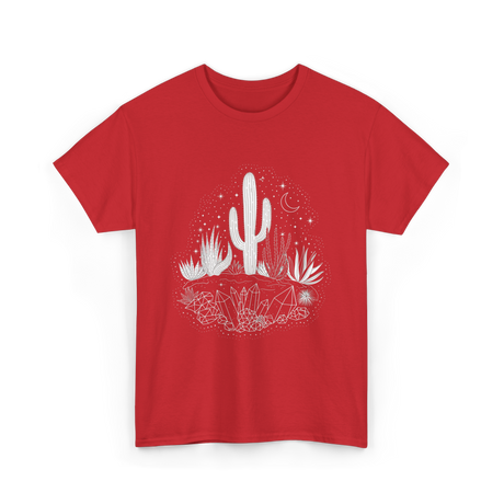 Cactus Crystals Desert Scene T-Shirt - Red