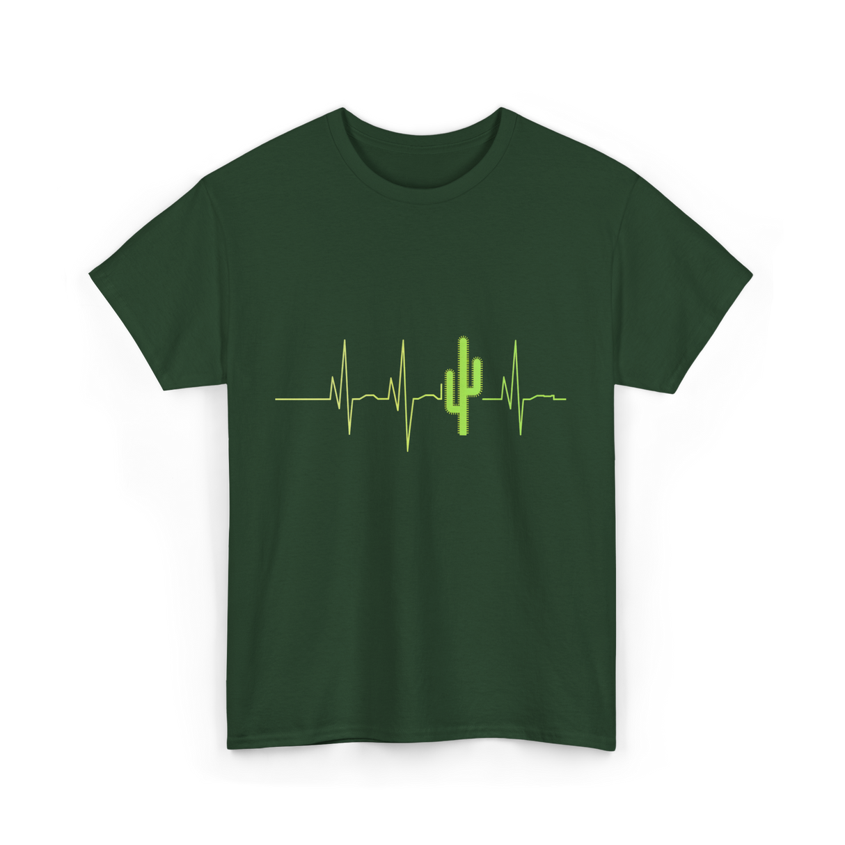 Cactus Heartbeat Cacti T-Shirt - Forest Green