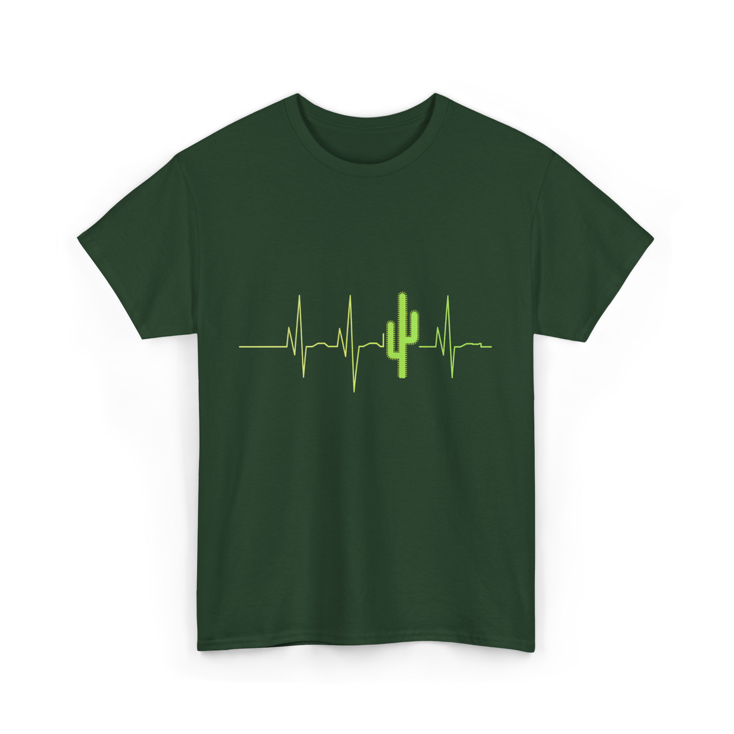 Cactus Heartbeat Cacti T-Shirt - Forest Green