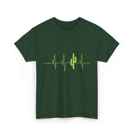 Cactus Heartbeat Cacti T-Shirt - Forest Green