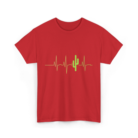 Cactus Heartbeat Cacti T-Shirt - Red