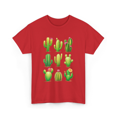 Cactus Plants Cactus Greenery T-Shirt - Red