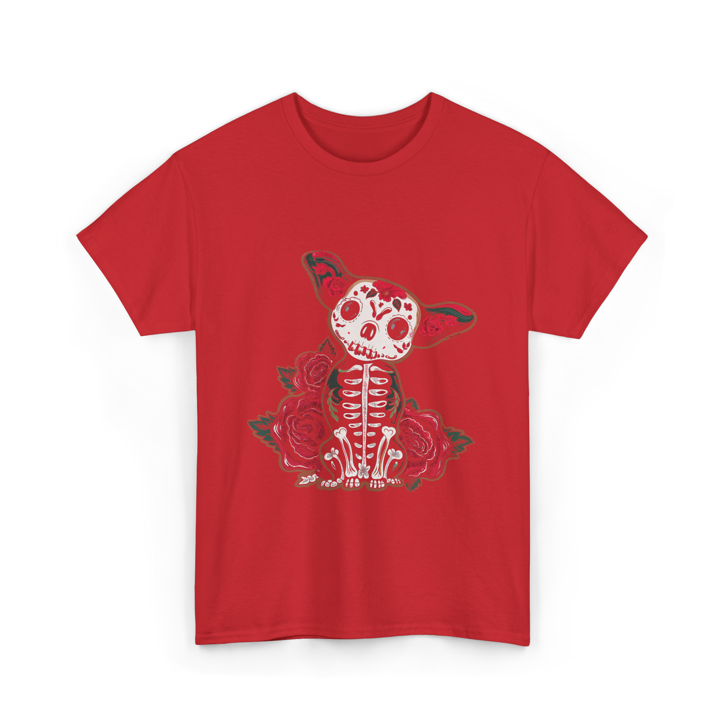 Calavera Chihuahua Skull Art T-Shirt - Red