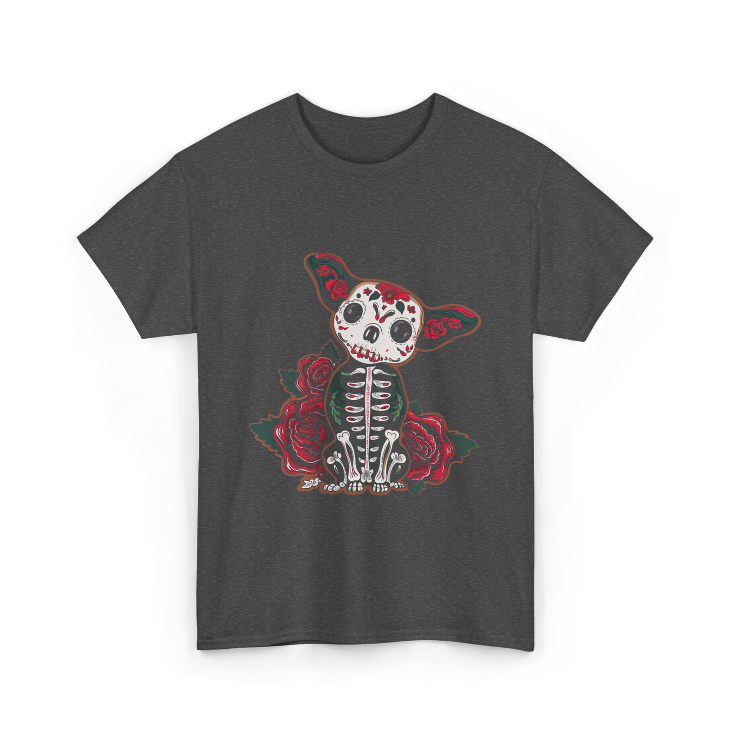 Calavera Chihuahua Skull Art T-Shirt - Dark Heather