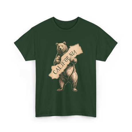 California Bear Art Retro Vintage T-Shirt - Forest Green