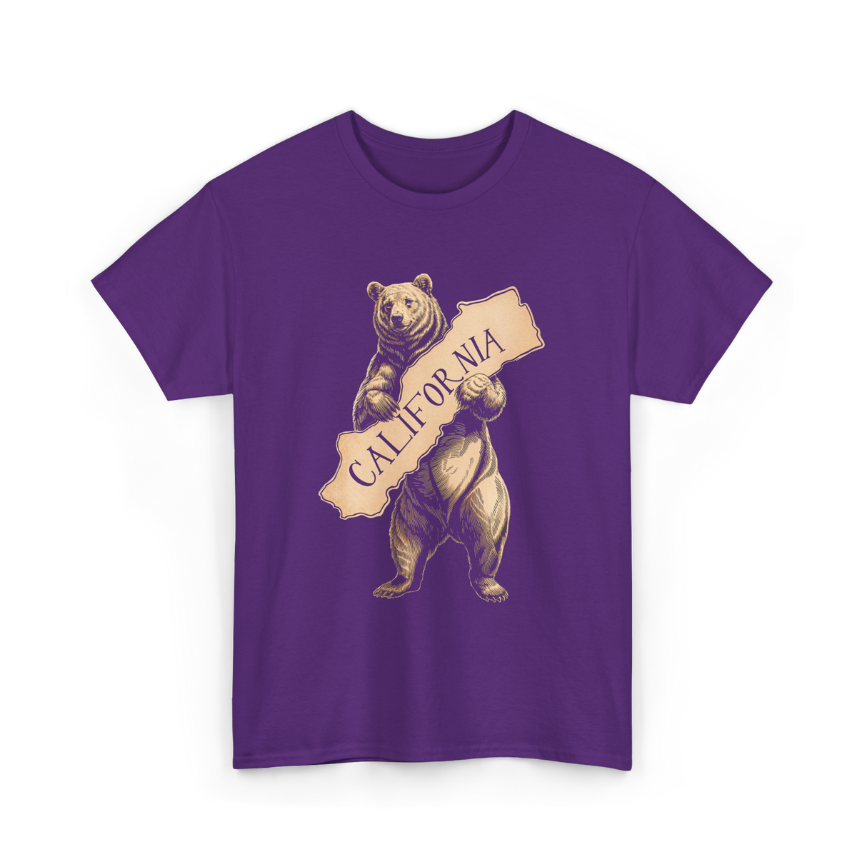 California Bear Art Retro Vintage T-Shirt - Purple