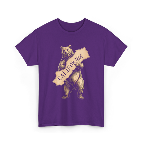 California Bear Art Retro Vintage T-Shirt - Purple
