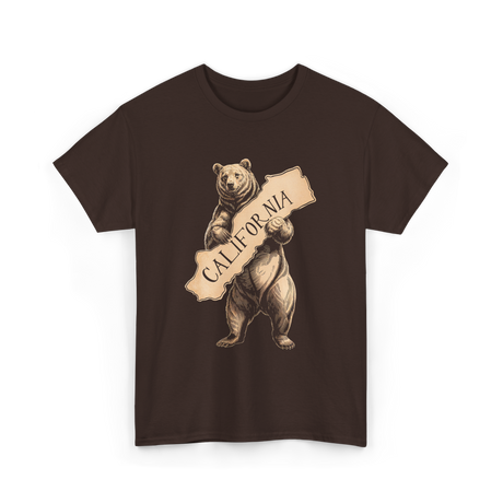 California Bear Art Retro Vintage T-Shirt - Dark Chocolate