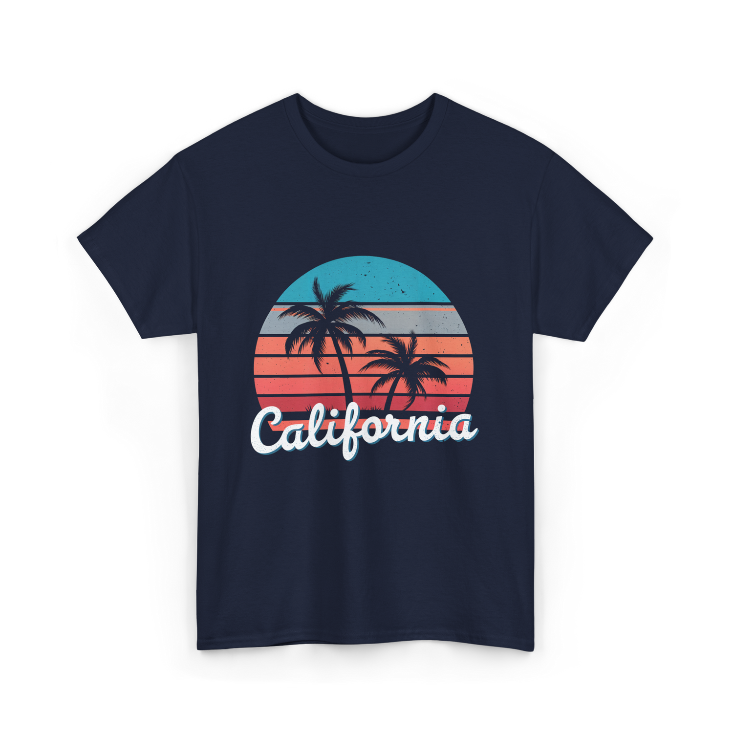 California Vibes Retro Sunset T-Shirt - Navy