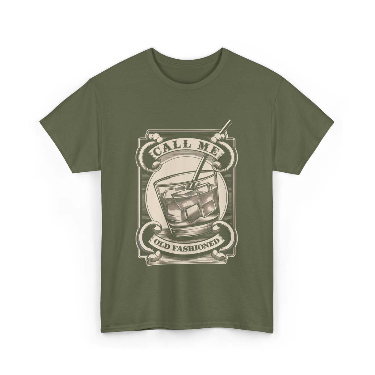 Call Me Old Fashioned Cocktail T-Shirt - Military Green