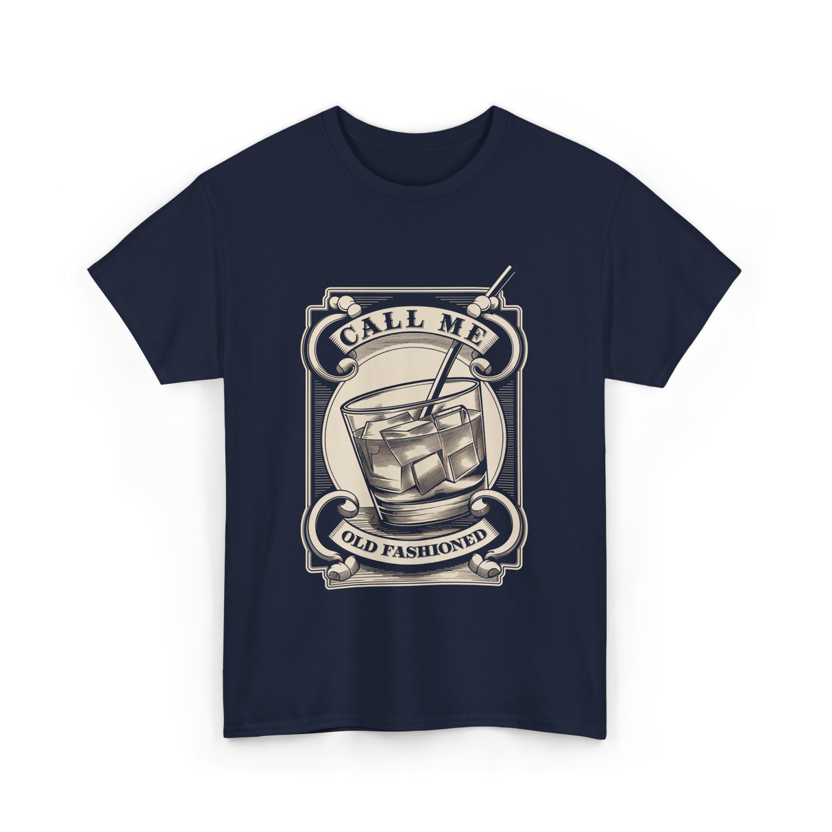 Call Me Old Fashioned Cocktail T-Shirt - Navy