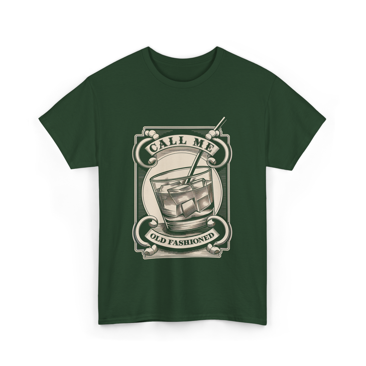 Call Me Old Fashioned Cocktail T-Shirt - Forest Green