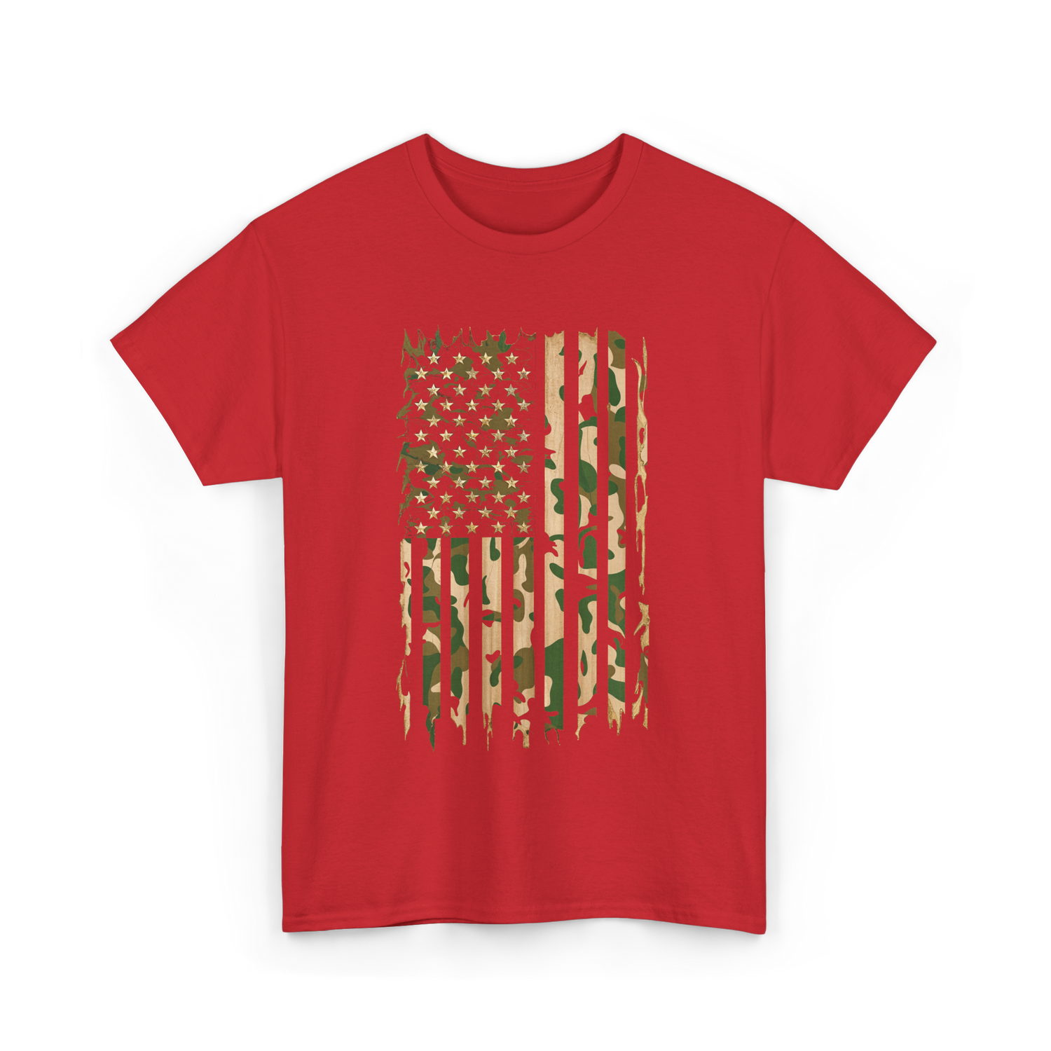 Camo American Flag Military Camouflage T-Shirt - Red