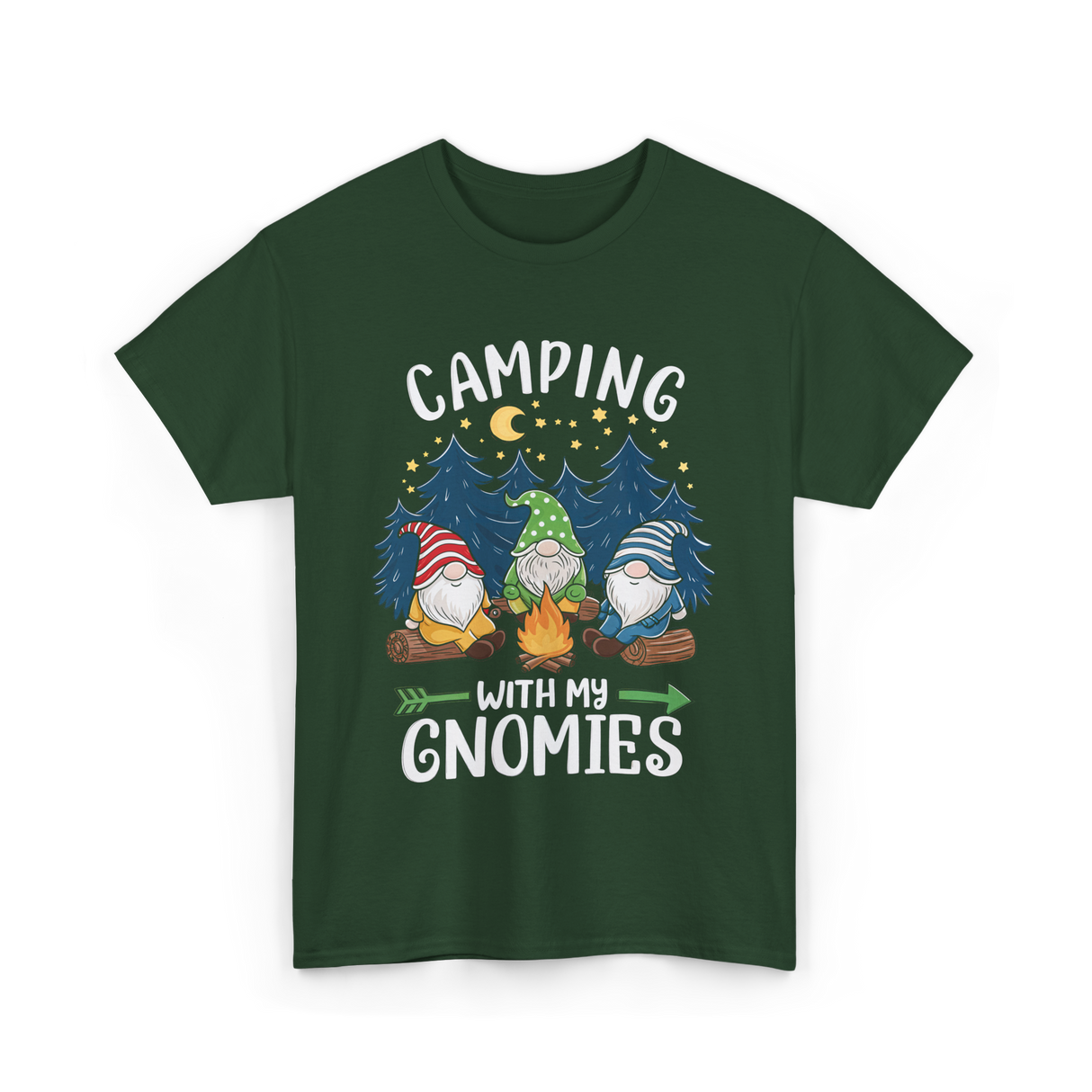 Camping with My Gnomies Gnome Adventure T-Shirt - Forest Green