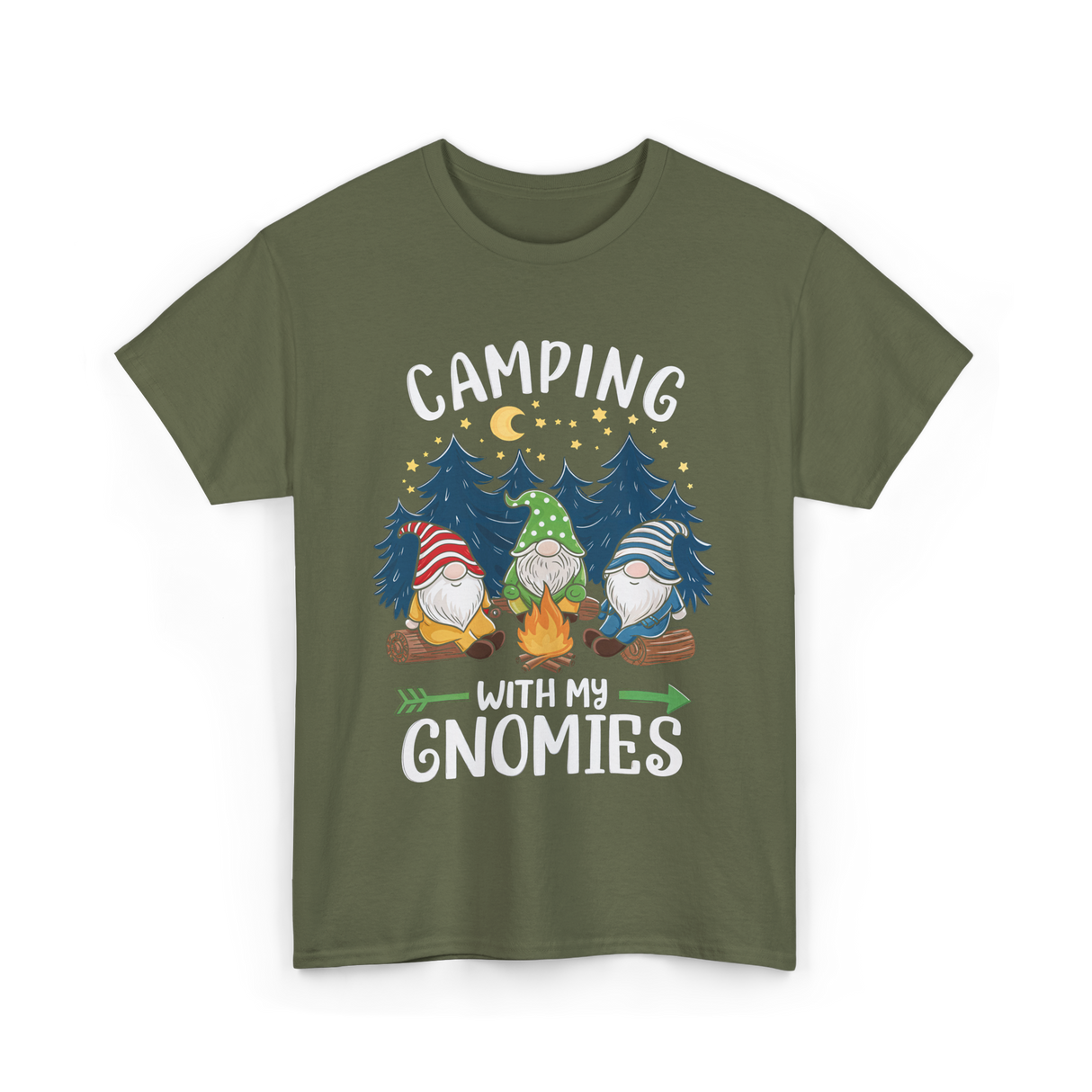 Camping with My Gnomies Gnome Adventure T-Shirt - Military Green