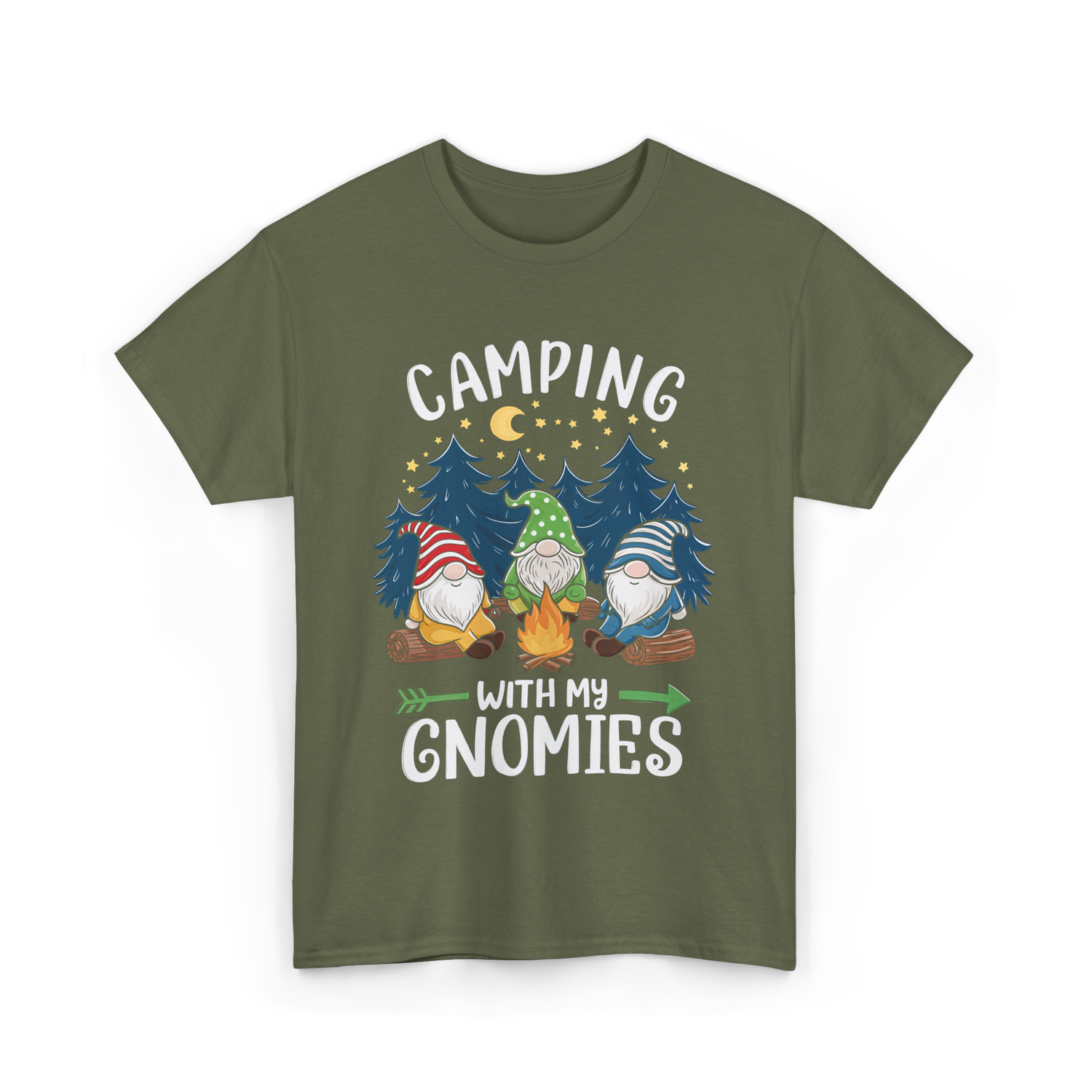 Camping with My Gnomies Gnome Adventure T-Shirt - Military Green