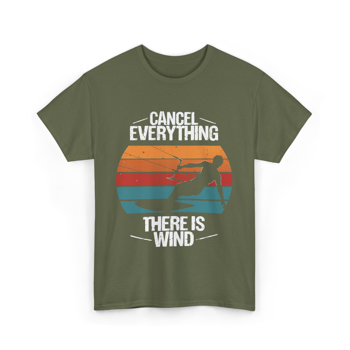 Cancel Everything Kitesurfing Kiteboarder T-Shirt - Military Green