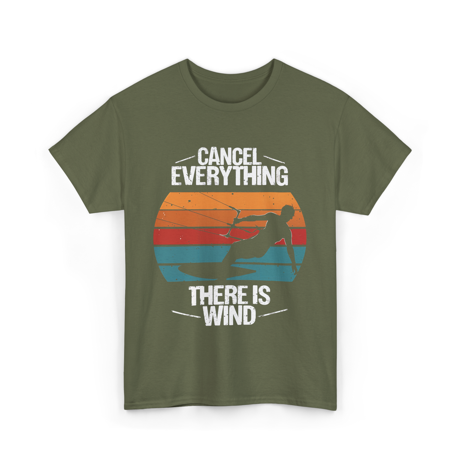 Cancel Everything Kitesurfing Kiteboarder T-Shirt - Military Green