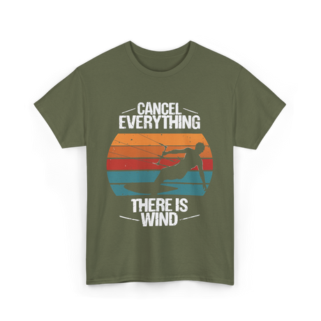 Cancel Everything Kitesurfing Kiteboarder T-Shirt - Military Green