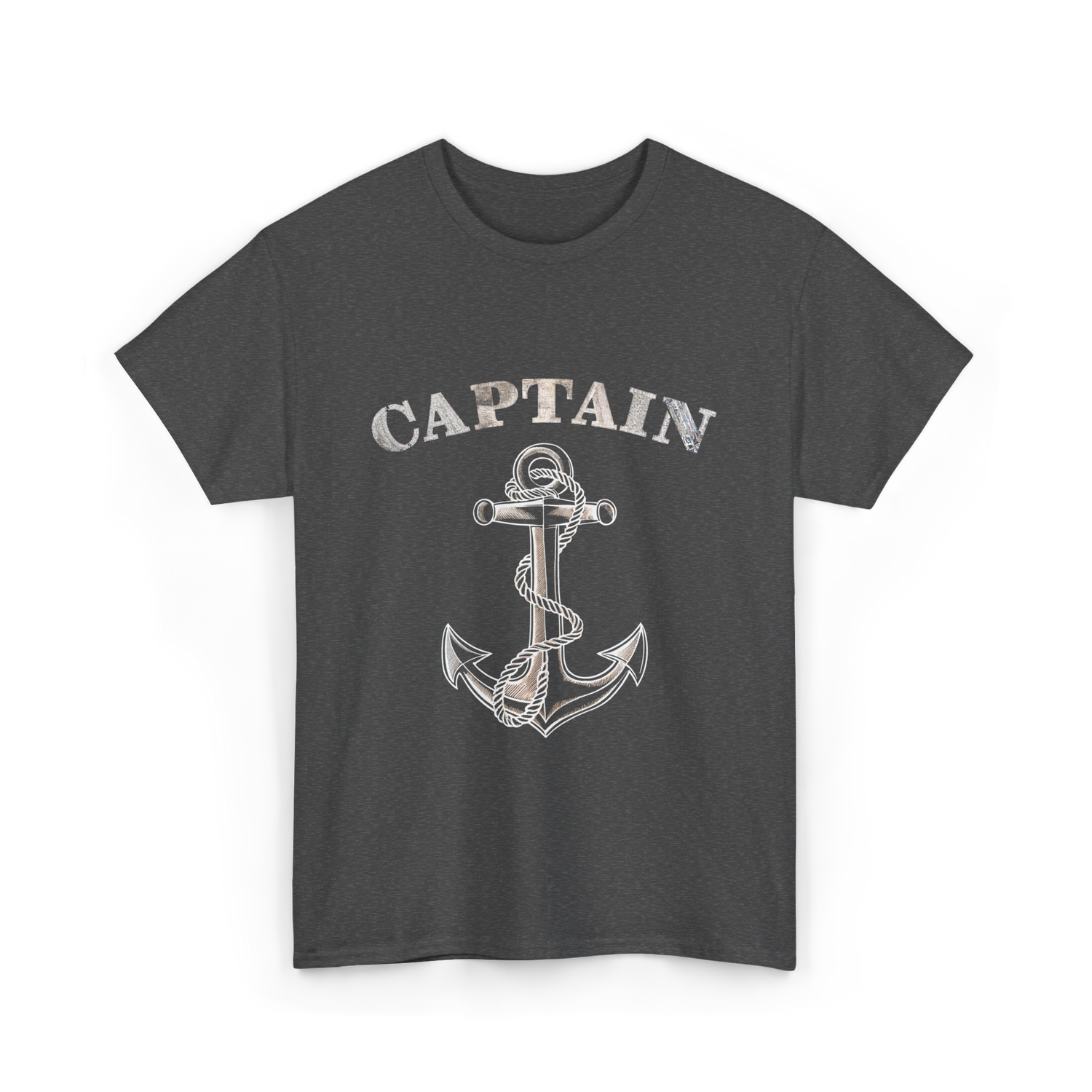 Captain Anchor Nautical Sailing T-Shirt - Dark Heather