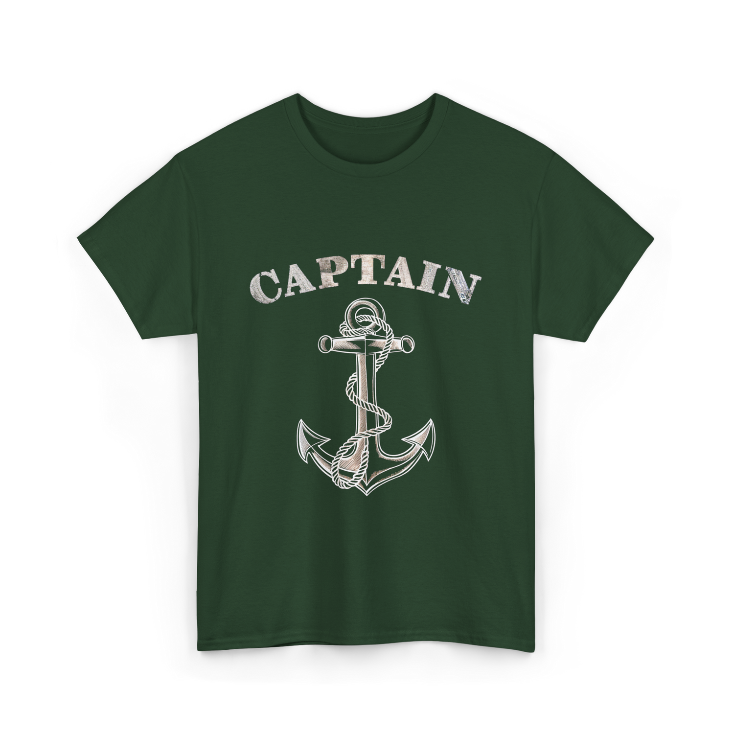 Captain Anchor Nautical Sailing T-Shirt - Forest Green