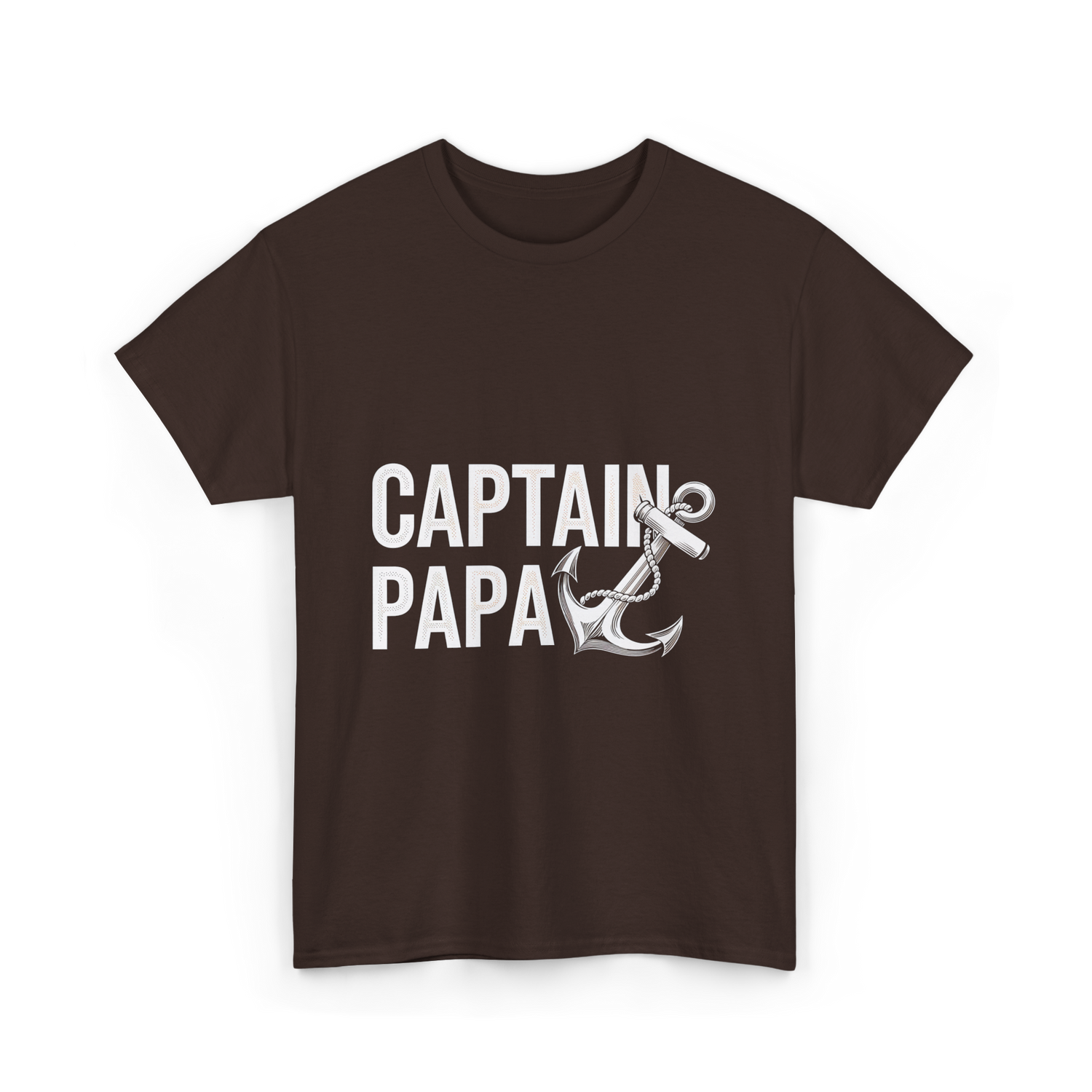 Captain Papa Anchor Boating T-Shirt - Dark Chocolate