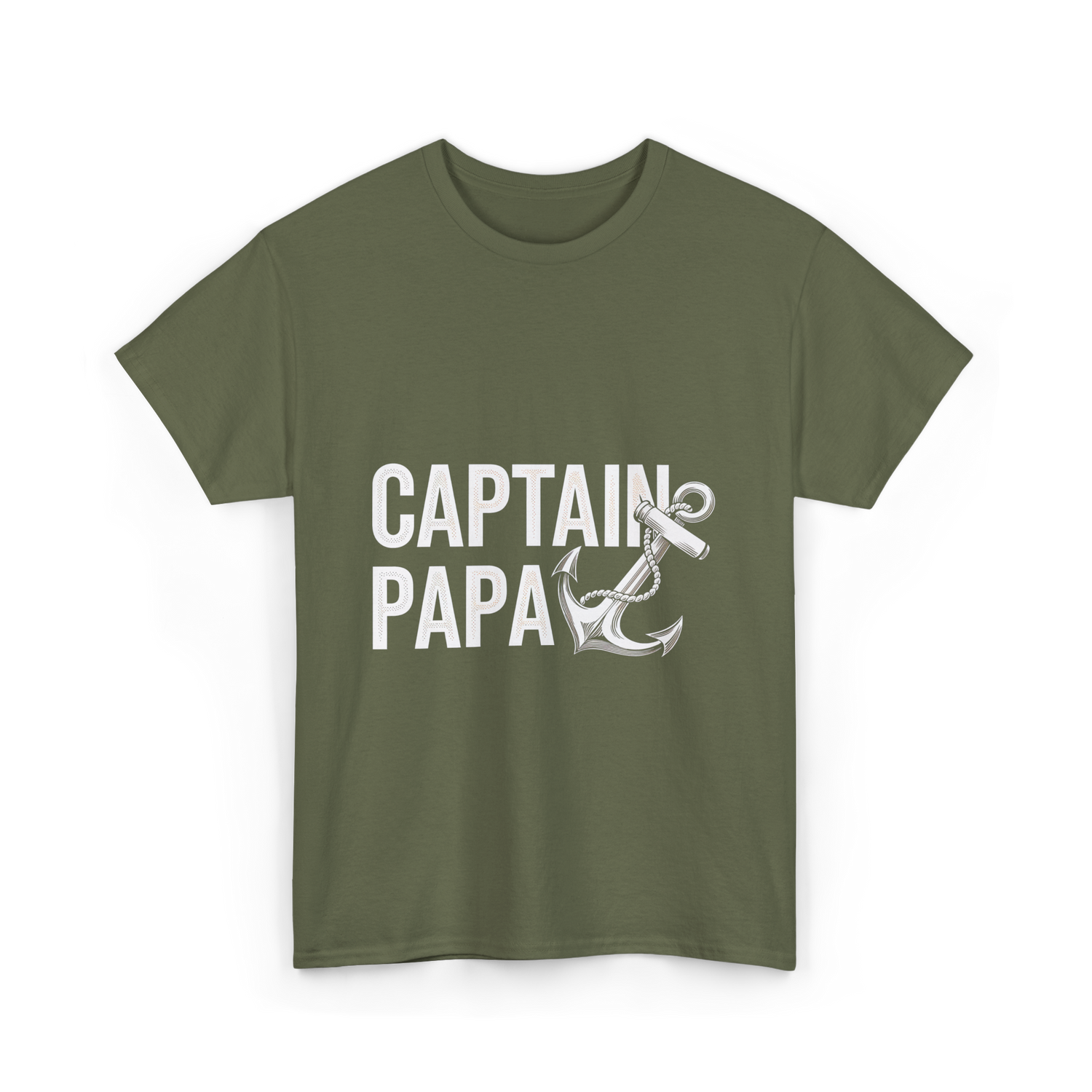 Captain Papa Anchor Boating T-Shirt - Military Green